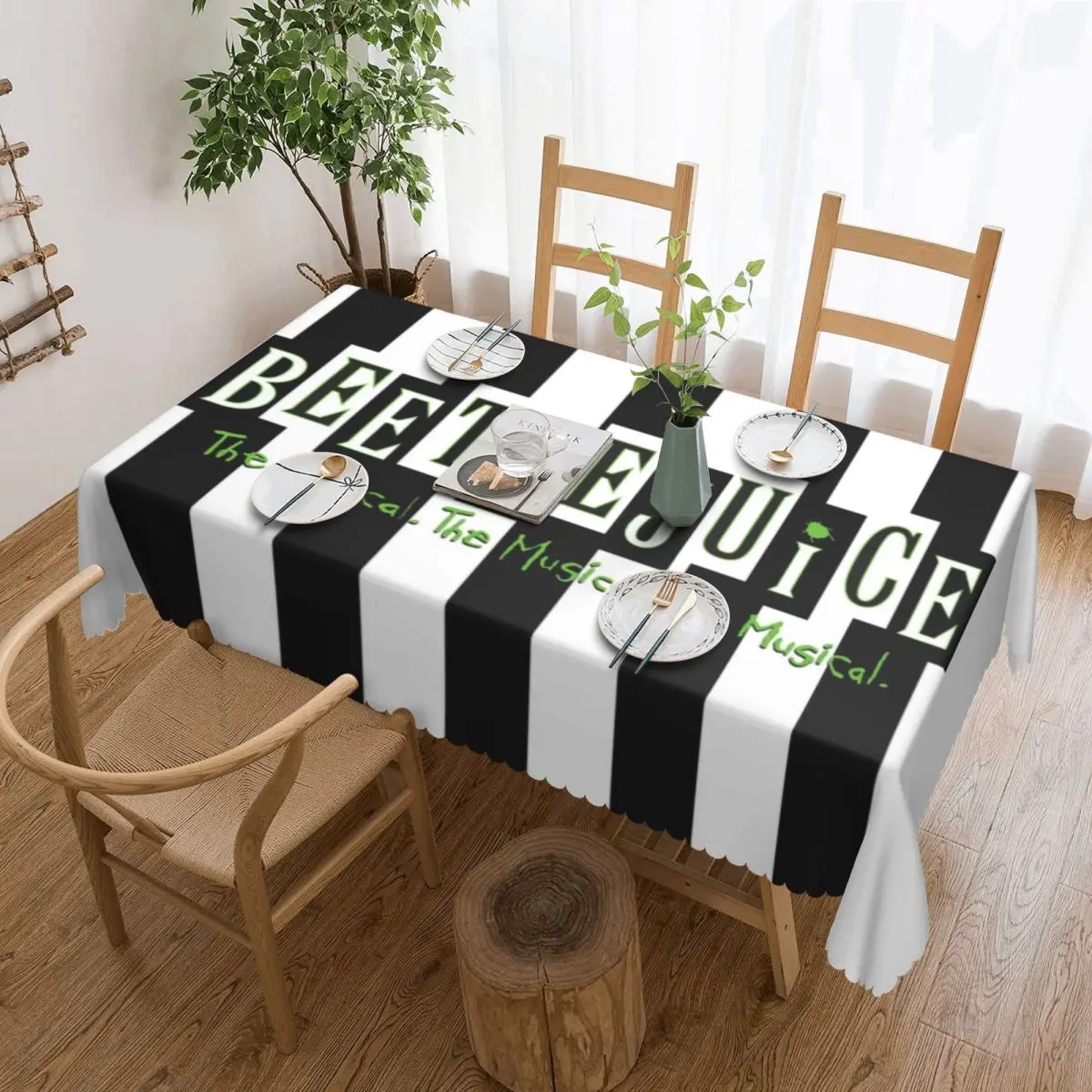 Beetlejuice The Musical Rectangular Tablecloth Oilproof Table Cloth Horror Movie Tim Burton Table Cover