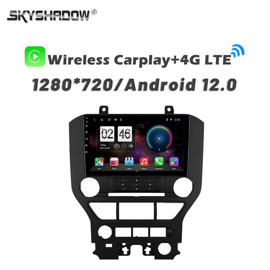 720P 8G + 256G 8Core Sim Dsp Carplay Auto Android 13.0 Lettore Dvd Per Auto Mappa Gps Wifi Bluetooth Rds Radio Per Ford Mustang 2015-2019