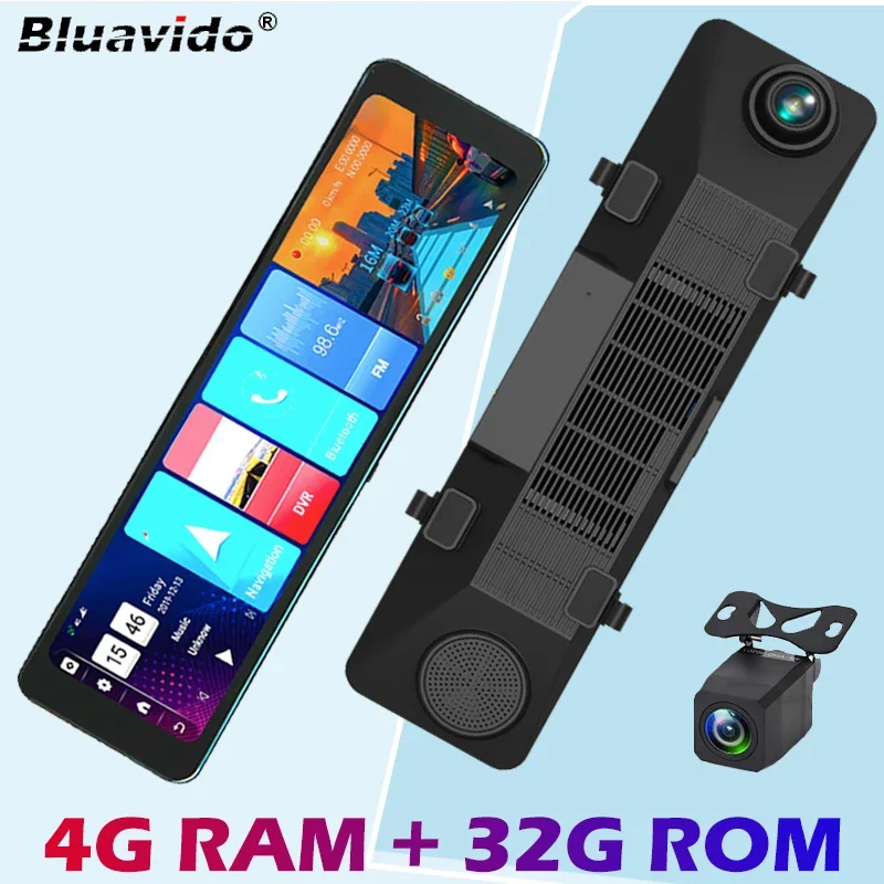 3 In 1 Videocamera A Specchio Per Auto 4G Lte Navigatore Gps Android Adas 1080P Dashcam Wifi Registratore Automatico Registratore Dvr Monitor Remoto