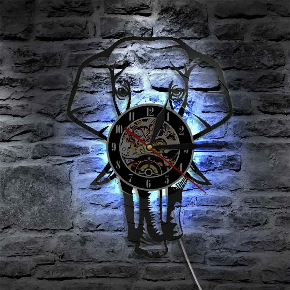 Safari Animal Elephant Wall Art Orologio Da Parete African Wildlife Animal Elephant Nursery Wall Decor Orologio Da Parete Vintage Con Dischi In Vinile