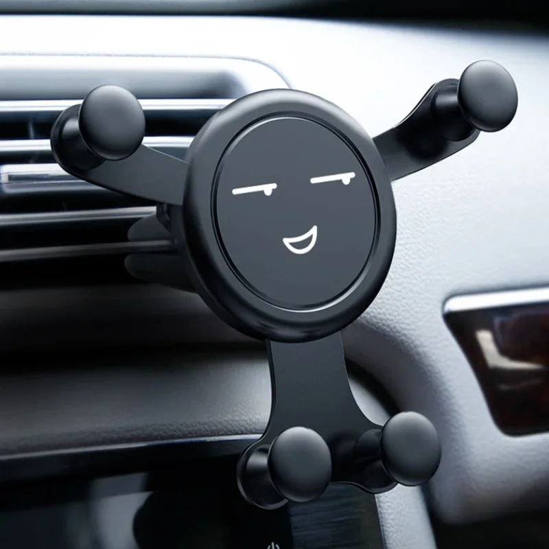 Gravity Car Phone Holder Air Vent Clip Smile Face Mount Mobile Cell Stand Supporto Gps Per Iphone 12 Pro Max Xiaomi Samsung