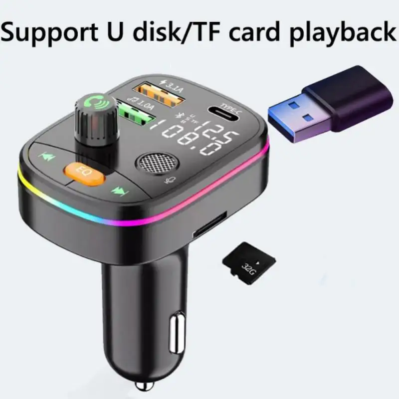 Trasmettitore Fm Bluetooth 5.0 Per Auto Ricevitore Audio Vivavoce Wireless Lettore Mp3 Per Auto Caricabatterie Rapido 2Usb Accessori Elettronici Per A