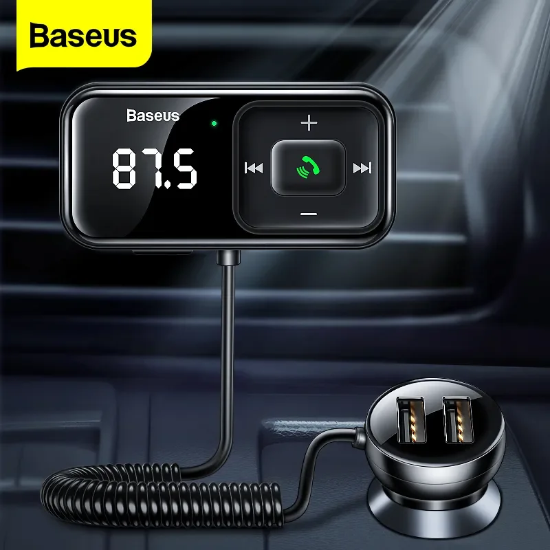 Trasmettitore Fm Per Auto Baseus Caricabatterie Per Auto Usb 5.0 Compatibile Con Bluetooth Kit Vivavoce Wireless Aux Modulatore Radio Automatico Letto