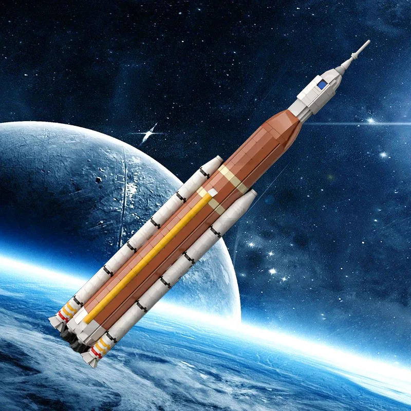 Moc Medium Sls Artemis Rocket Vehicle Building Blocks 1 Veicolo Spaziale Space Launch System Carrier Toys For Children Regali Di Compleanno