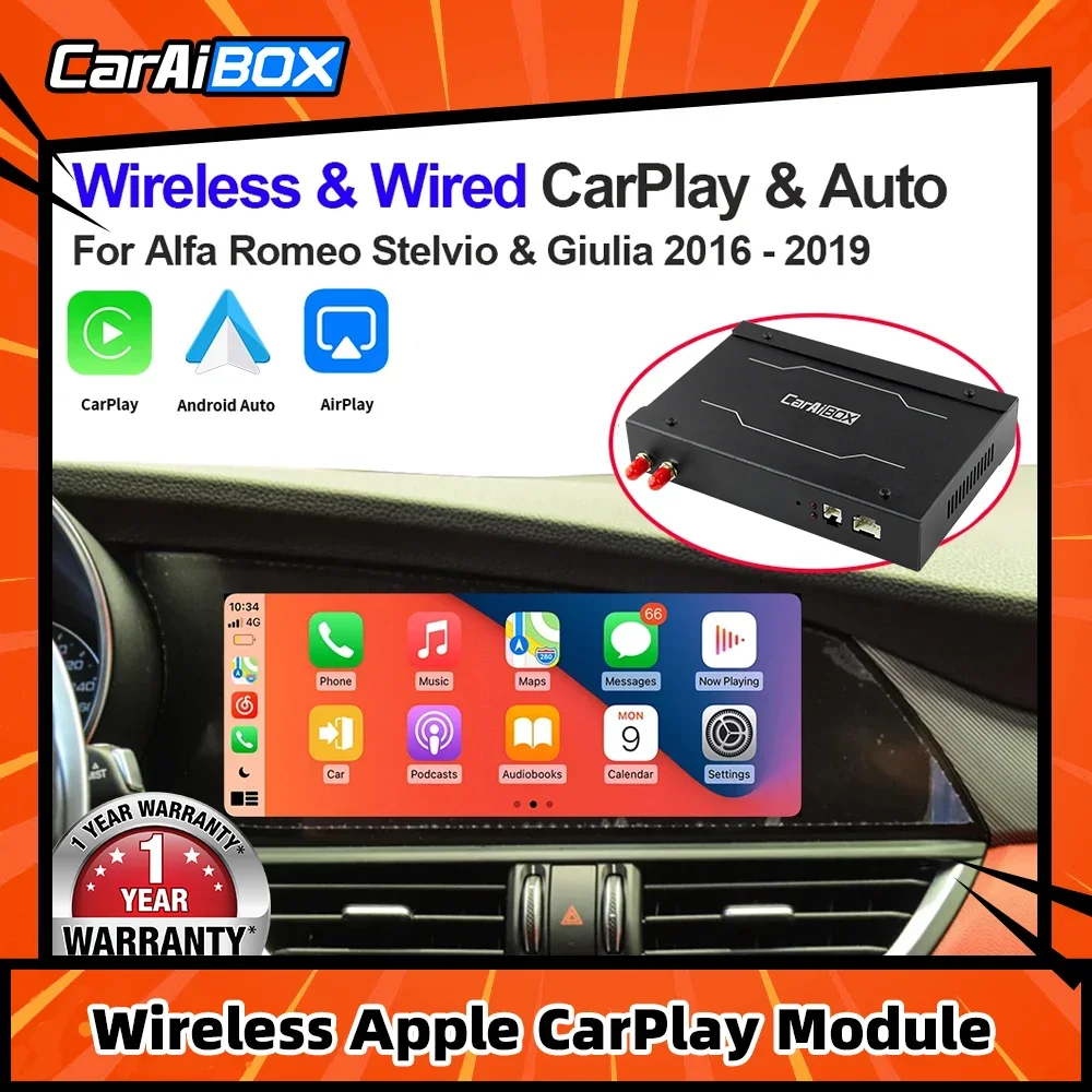 Caraibox Wireless Apple Carplay Android Auto Module Box Per Alfa Romeo Stelvio & Giulia 2016 - 2019 Android Mirror Link Airplay