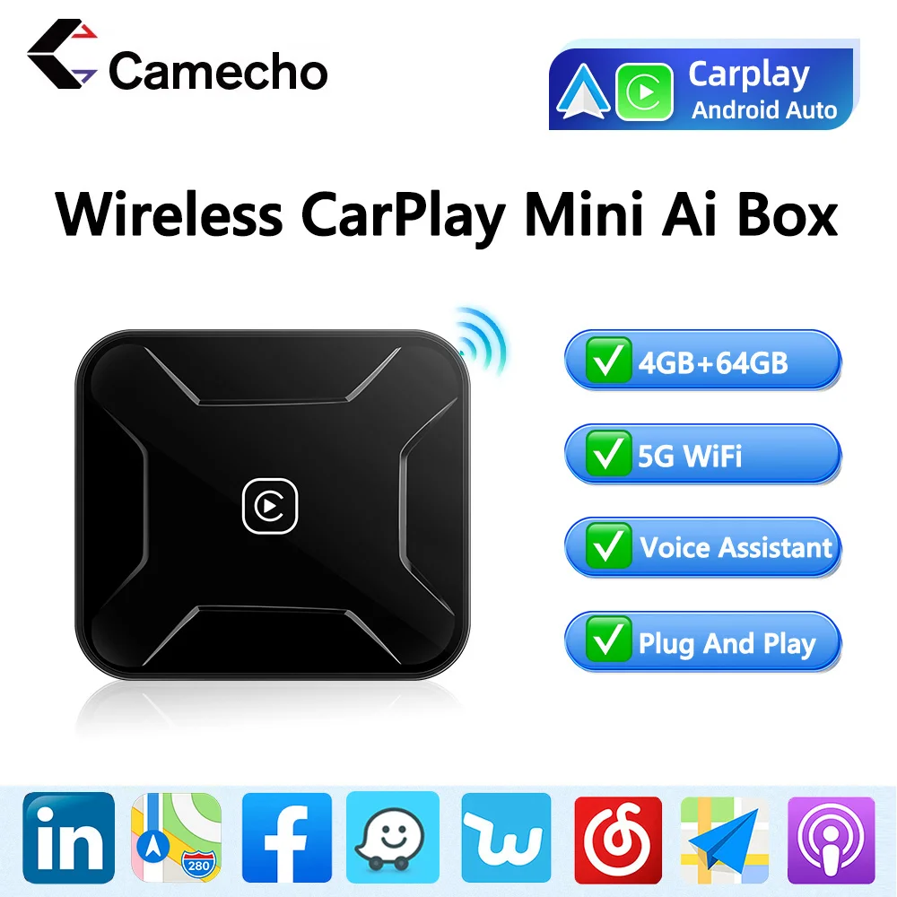 Camecho Carplay Mini Ai Box Cablato A Wireless Carplay Usb Ai Box Android Auto Per Audi Bmw Mazda Toyota Airplay Android Cast