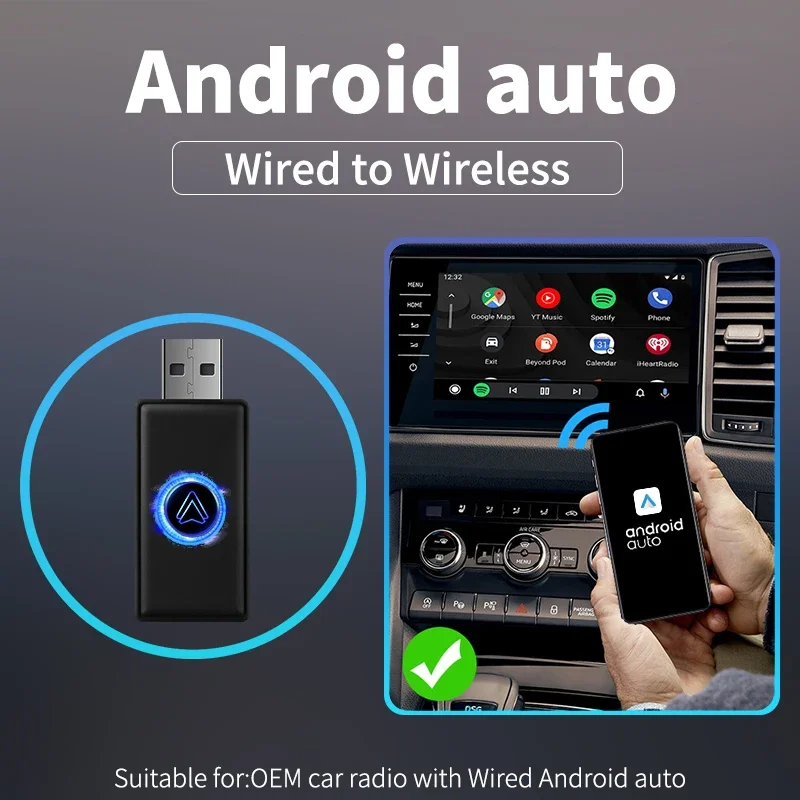 Smart Led Ai Box Android Auto Wireless Adapter Car Oem Wired Android Auto To Wireless Per Oem Car Stereo Usb Dongle Auto Connect