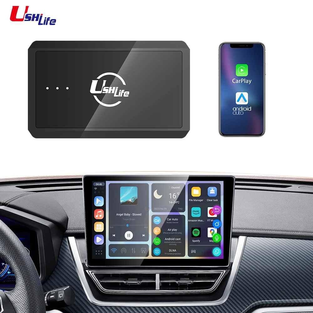 Ushilife Android 12 Car Mini Ai Tv Box Apple Carplay Wireless Android Auto Adapter Netflix Youtube Waze Spotify Iptv Google Play
