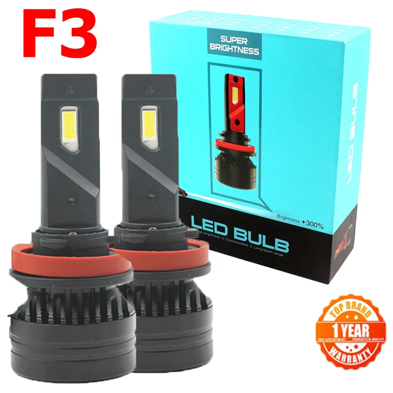 Rockeybright F3 10000Lm H4 Led Faro H7 H8 H9 H11 Faro Per Auto H4 90W Bianco Brillante H1 H3 880 881 H16 9005 Led H7 Faro