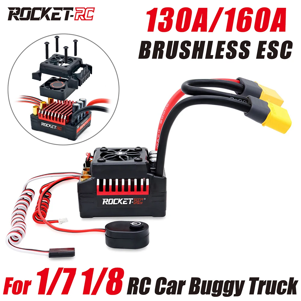 Surpass Hobby Rocket Rc Esc 130A Brushless Esc 160A 4S Supersonic Per 1/7 1/8 Rc Car Buggy Rc Esc Scheda Di Programmazione Rc Motor Rc
