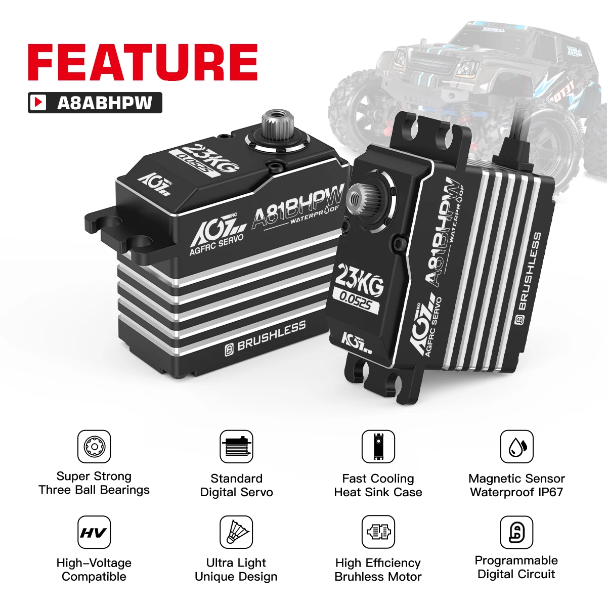 Agfrc A81Bhsw Muslimhigh Speed High Torque 35Kg 23Kg Servo Sterzo Brushless Impermeabile Programmabile Per 1/8 Rc Car Buggy