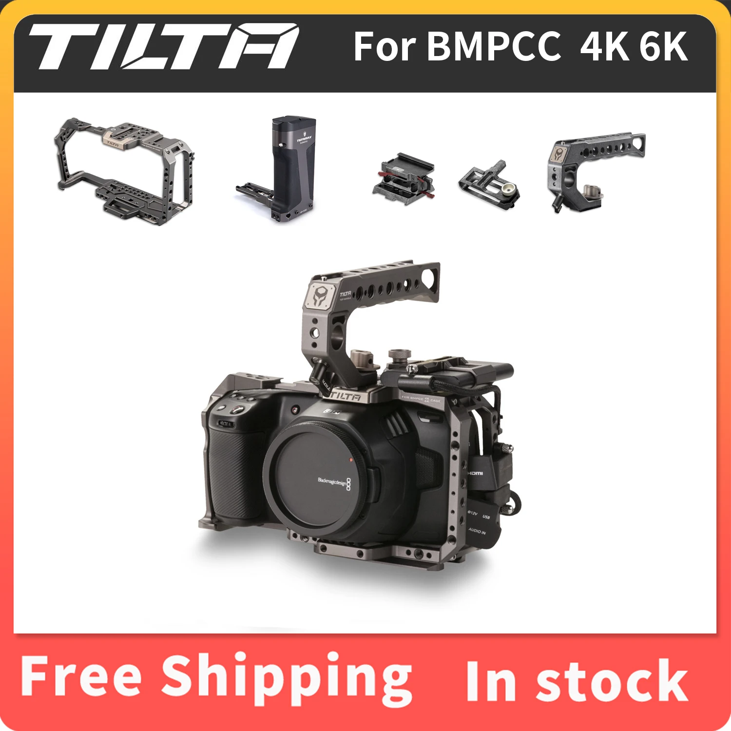 Tilta Ta-T01 Kit Base Gabbia Fotocamera Tilta Grigio Nero Per Bmpcc 4K 6K / Follow Focus Systems/Piastre Batteria