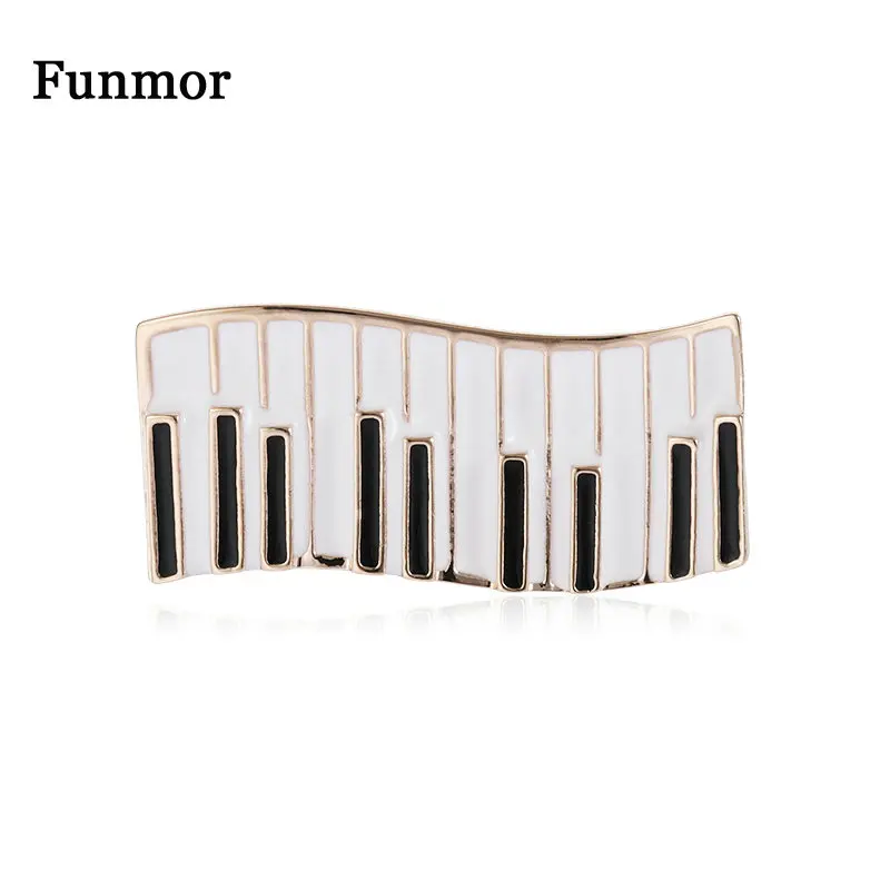 Funmor Elegant Wave Piano Brooch Enamel Pins For Musician Girls Performance Party Decoration  Accessories Dress Lapel Ornaments