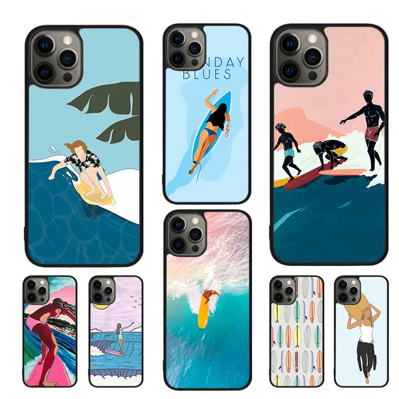Surf Sea Beach Surfboard Wave Phone Case Per Iphone Se2020 15 14 11 12 13 Mini Pro Xr Xs Max 7 8 Plus Se Coque Cover Shell