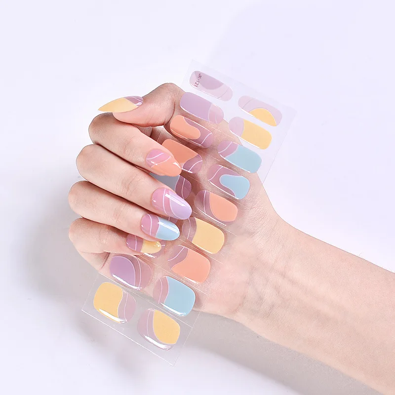 24 Pz/Lotto Color Line Nail Sticker Art Black Leopard Wave Design Nail Sticker Impermeabile Durevole Con Accessori E Strumenti
