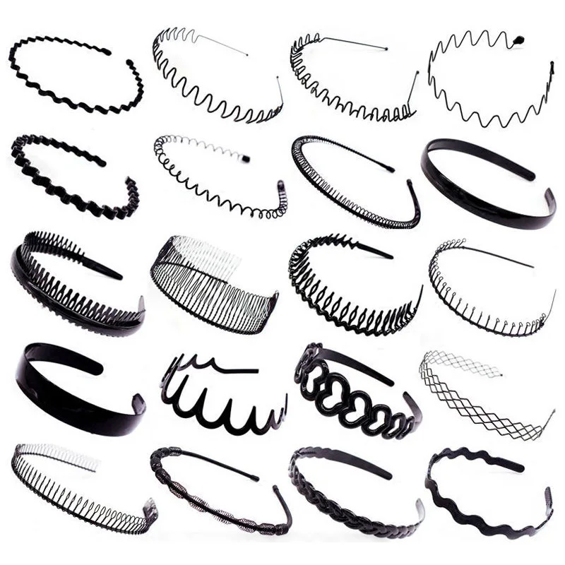 Semplice Fascia Nera Per Donna Uomo Sport Yoga Wash Face Hair Band Hoop Hairband Hairband Hairband Hairced-Back Hold Accessori Per Capelli