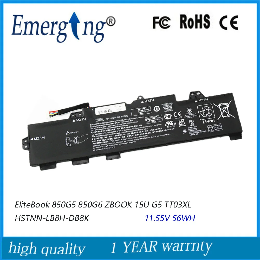 11.55V 56Wh Nuovo Originale Batteria Del Computer Portatile Tt03Xl Per Hp Elitebook 755 850 G5 G6 Zbook 15U G5 Tt03Xl Hstnn-Ub7T Hstnn-Lb8H Db8K