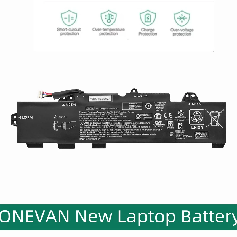 Onevan Nuovo 11.55V 56Wh Batteria Del Computer Portatile Nuovo Tt03Xl Per Hp Elitebook 755 850 G5 G6 Zbook 15U G5 Tt03Xl Hstnn-Ub7T Hstnn-Lb8H Db8K