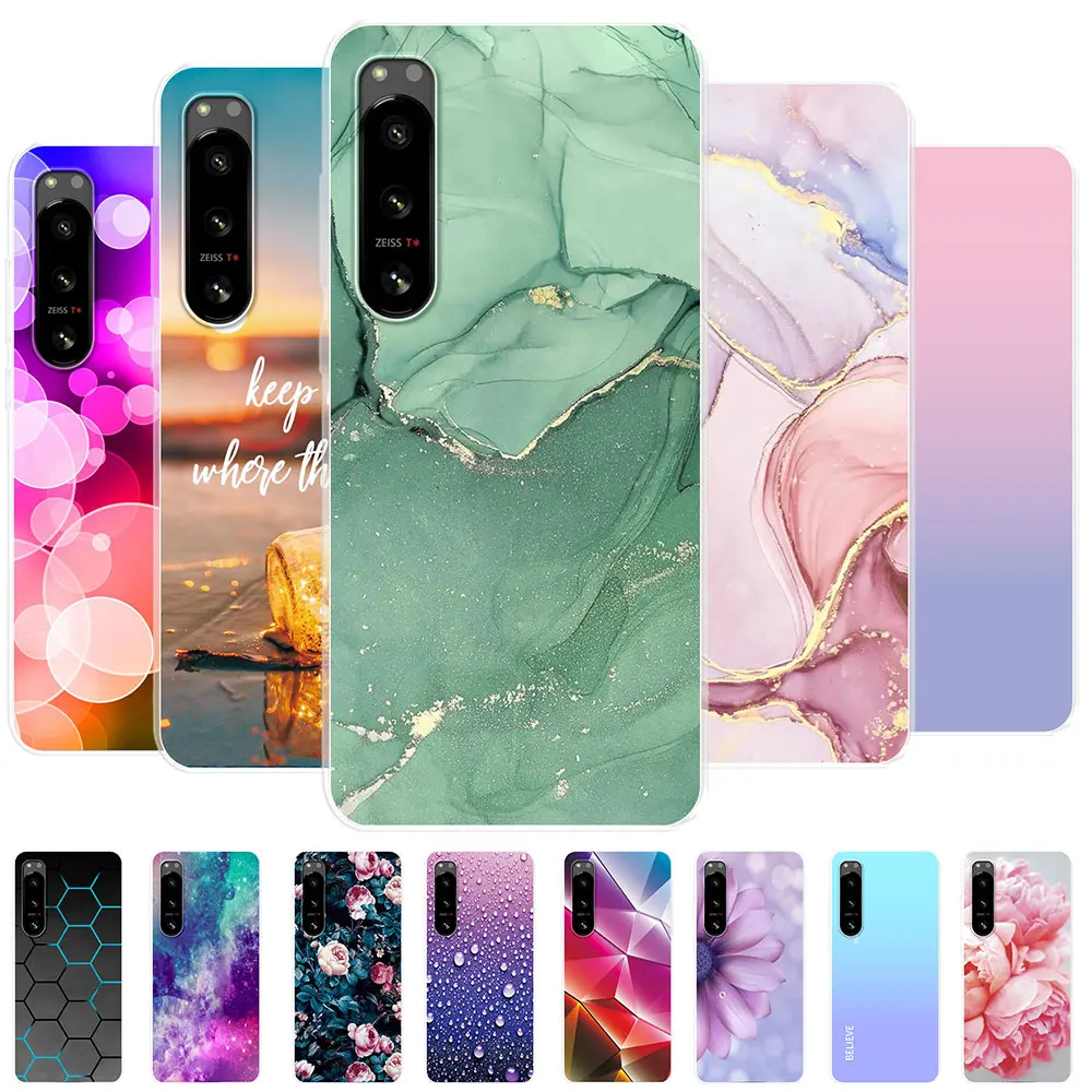 Per Sony Xperia 5 Iv Custodia Per Sony Xperia 5 Iv Cover Trasparente Marmo Verniciato Silicone Soft Fundas Per Sony Xperia 5 Iv Paraurti Coque