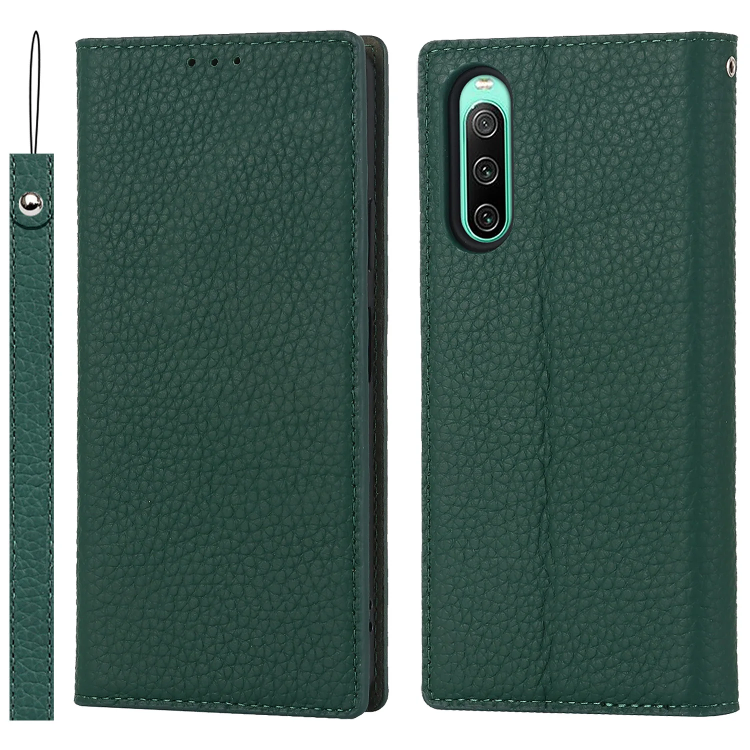 Custodia In Vera Pelle Litchi Per Sony Xperia 1 5 10 Iv Custodia Tecnica Con Coperchio Staffa