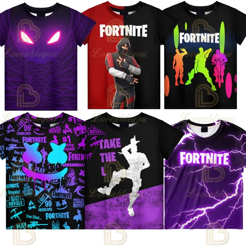 4T - 16T Bambini Ragazzi Anime Videogioco Figure Tshirt Cartoon Summer Fortnite T-Shirt Battle Royale T-Shirt