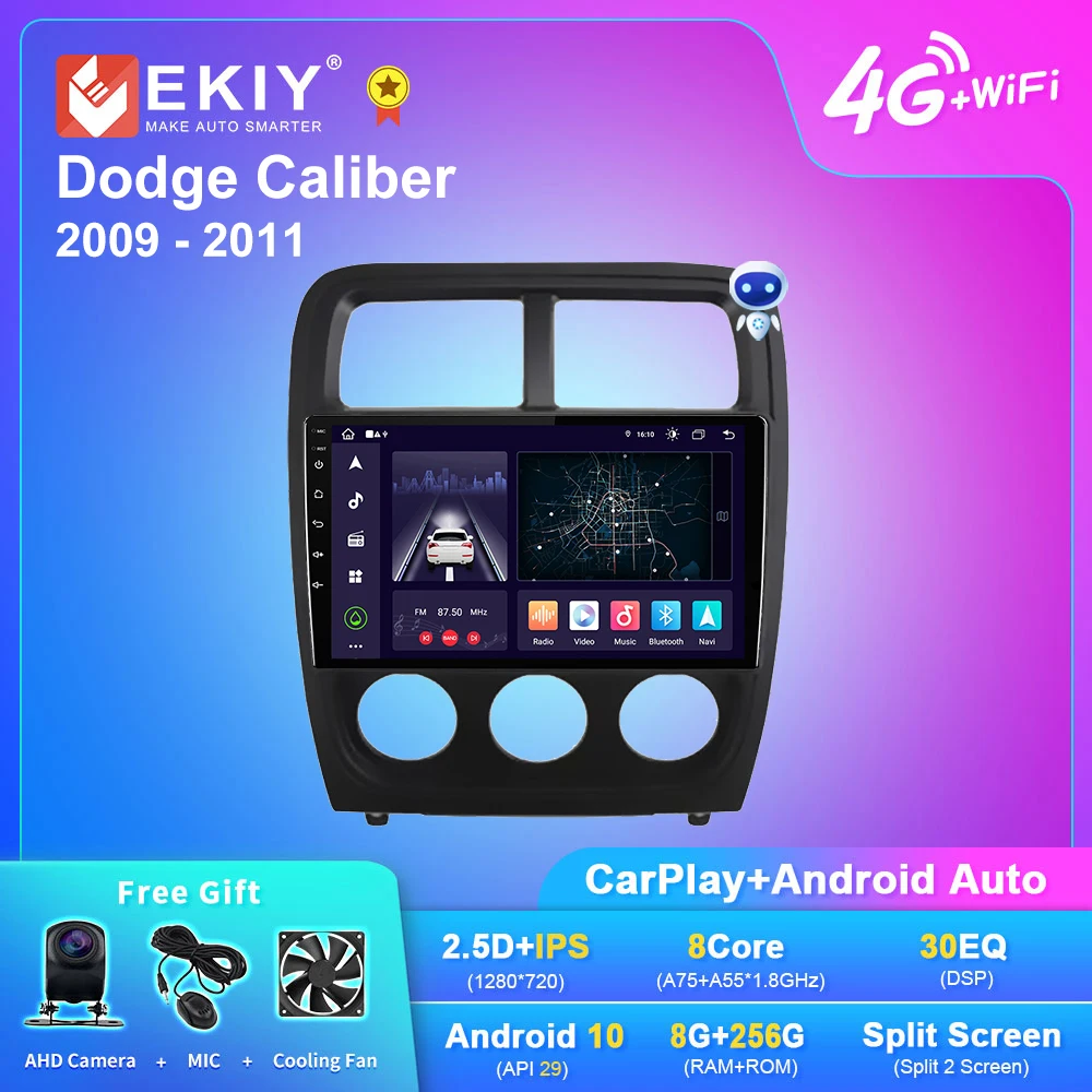 Ekiy X7 Autoradio Android Per Dodge Caliber 2009 2010 2011 Gps Navi Multimedia Player Stereo Carplay Auto Blu-Ray Ips No 2 Din