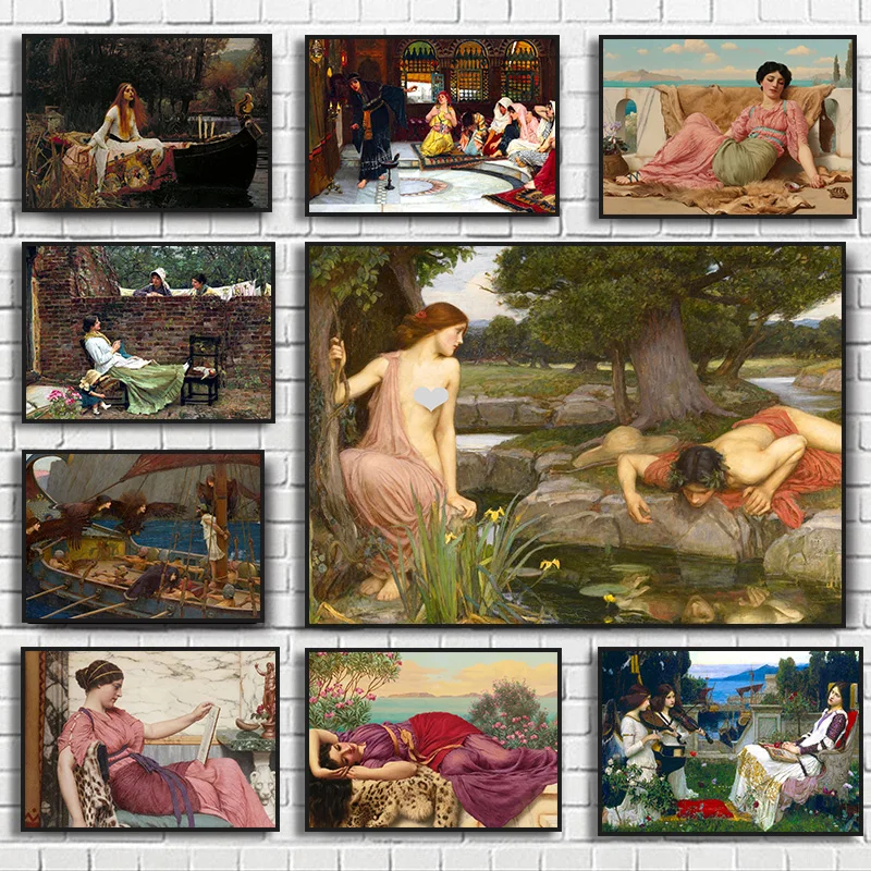 Vintage The Lady Of Shalott John William Waterhouse Pittura Poster Arthurian Pittura Wall Art Canvas Print Picture Home Decor