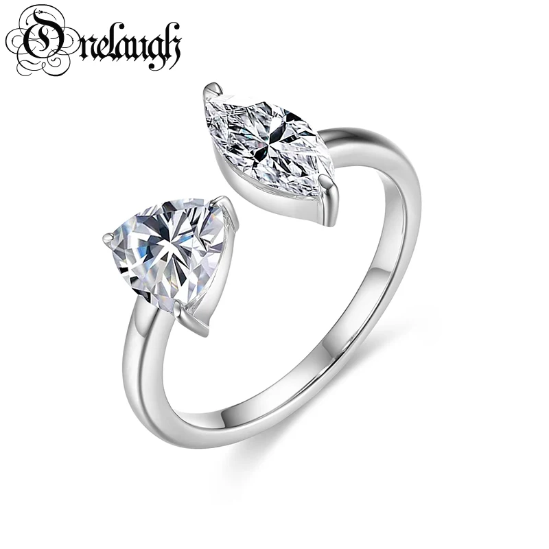 Onelaugh Total 2 Carat D Color Vvs1 Marquise Cut Moissanite Ring Per Le Donne Gra Certified Two Stones Fidanzamento Novità Anello Aperto