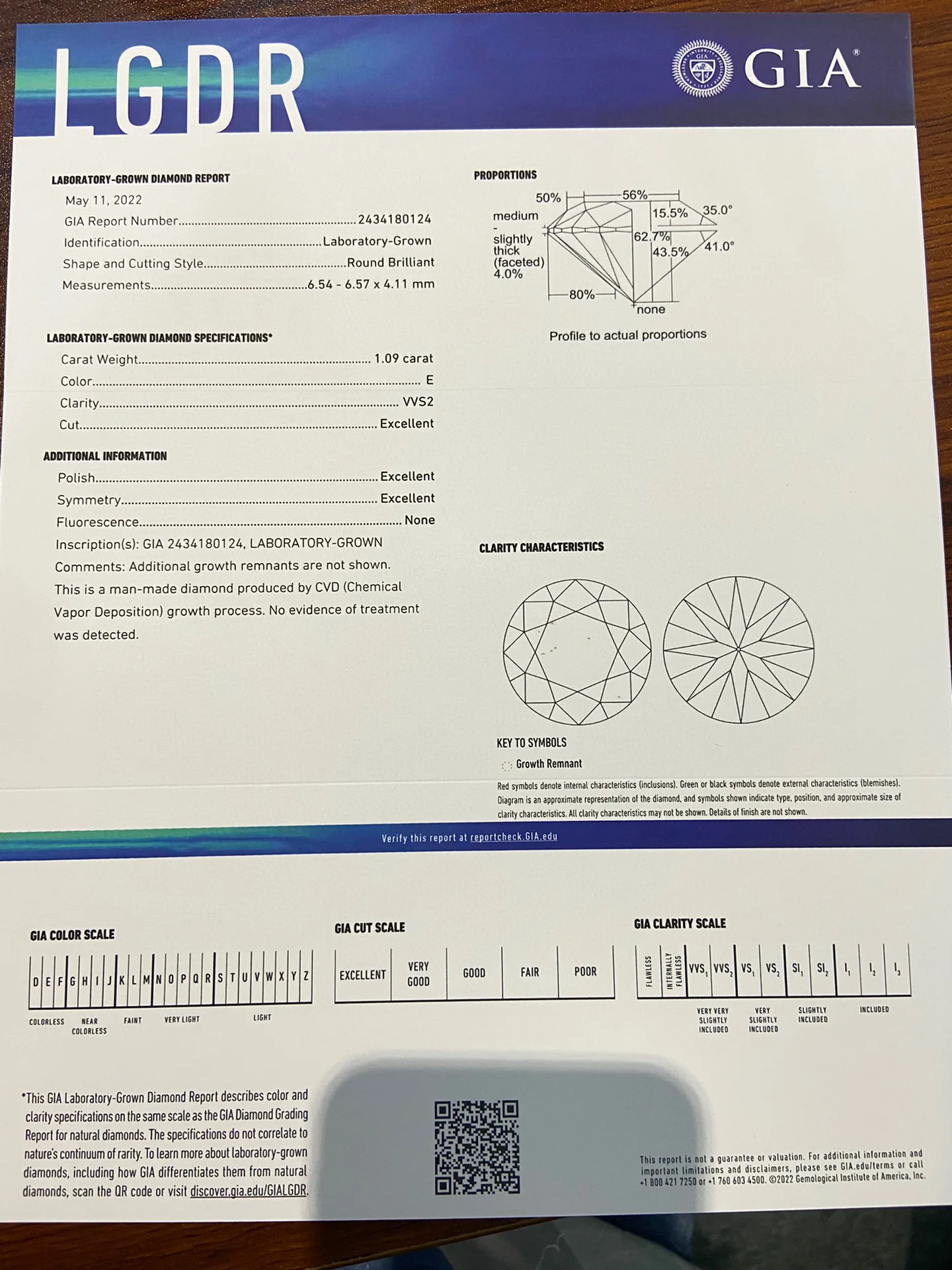 Certificato Gia Round Excelllent Cut 1.09Ct Vvs2 E Color Lab Grown Diamond Loose Diamond Aeaw Jewerly