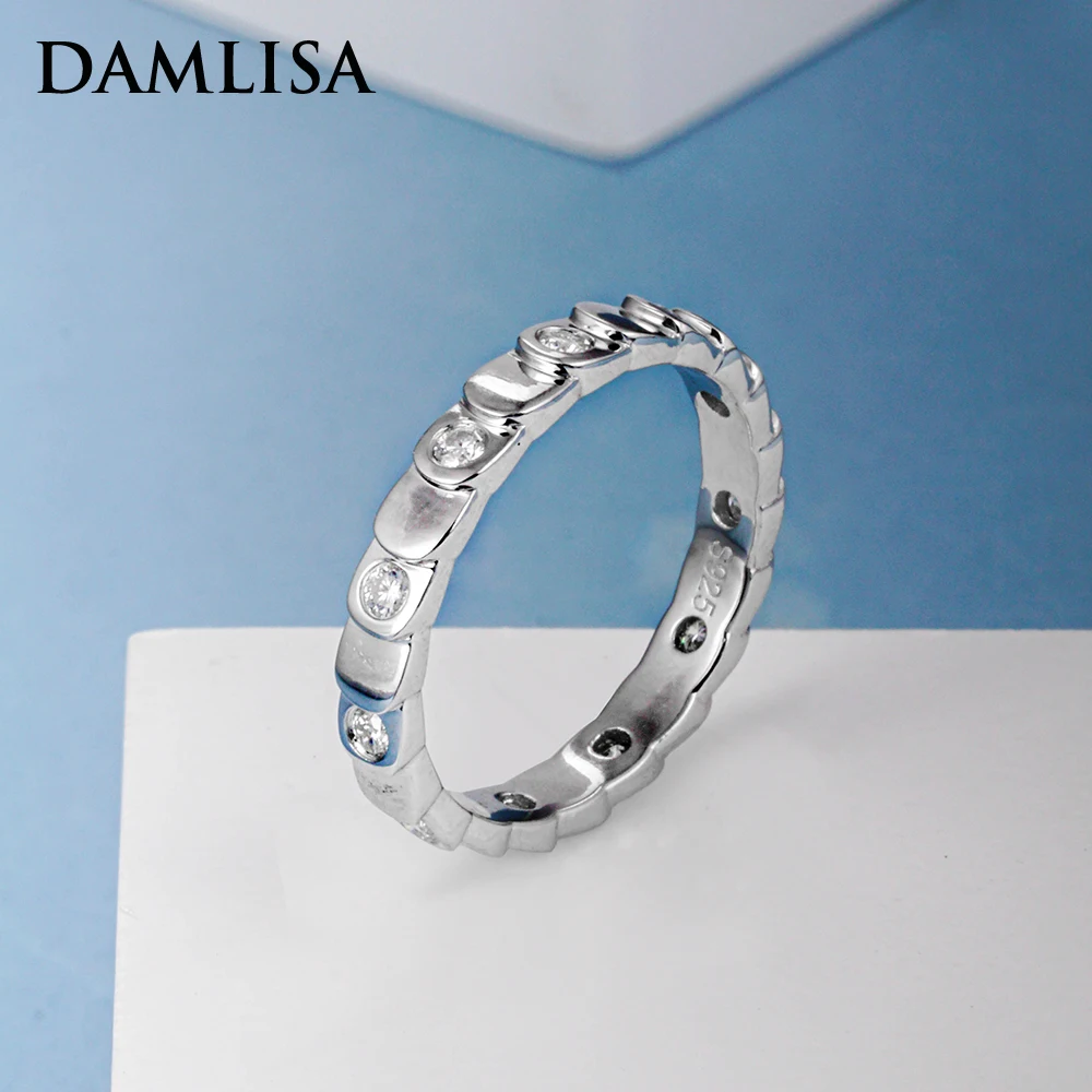 Damlisa Full Eternity Bands 2Mm Anello Moissanite Per Le Donne 925 Sterling Silver All-Around Diamond Wedding Fine Jewelry All'Ingrosso