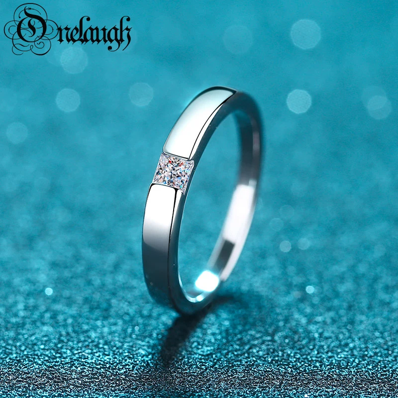 Onelaugh Classic 0.3Ct Princess Cut Certified Moissanite Anello Di Fidanzamento Lab Diamond Wedding Bands Set Di Anelli Da Sposa Unisex