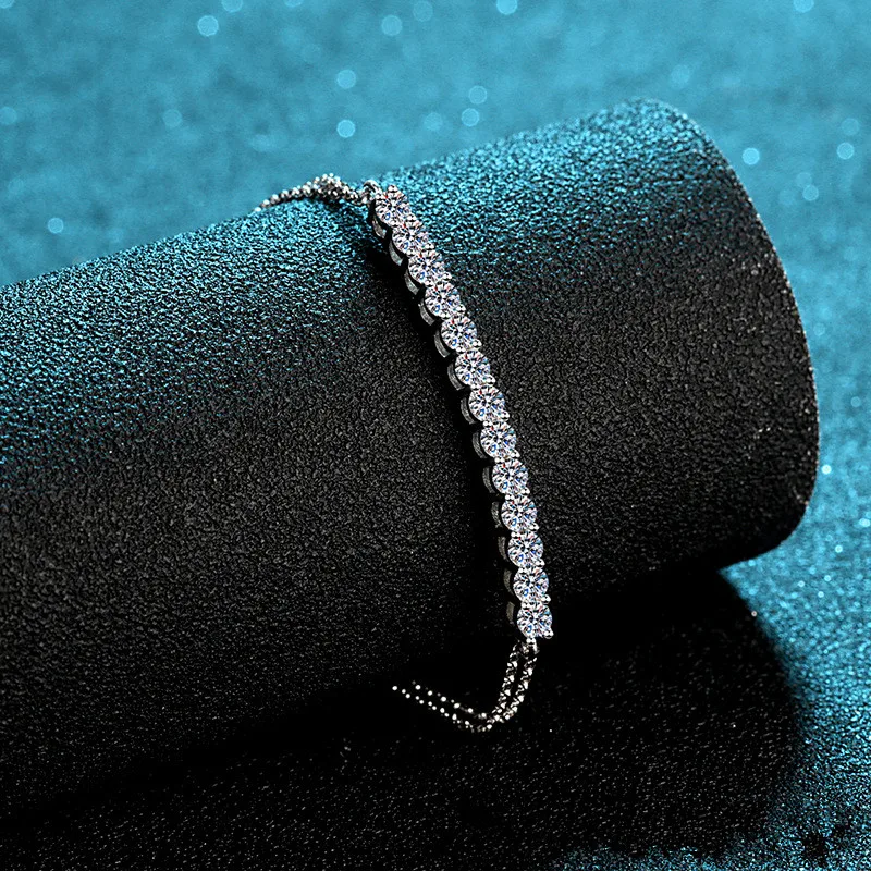Bracciali In Argento 925 Moissanite Sparkling 1.3Ct Full Diamond Hand Chain Jewelry Per Le Donne Regalo Di Fidanzamento Di Nozze