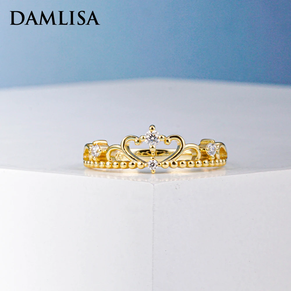 Damlisa Luxury Moissanite Crown Rings For Women 925 Sterling Silver 18K Placcato Oro Vvs1 Anello Moissanite Fine Jewelry All'Ingrosso
