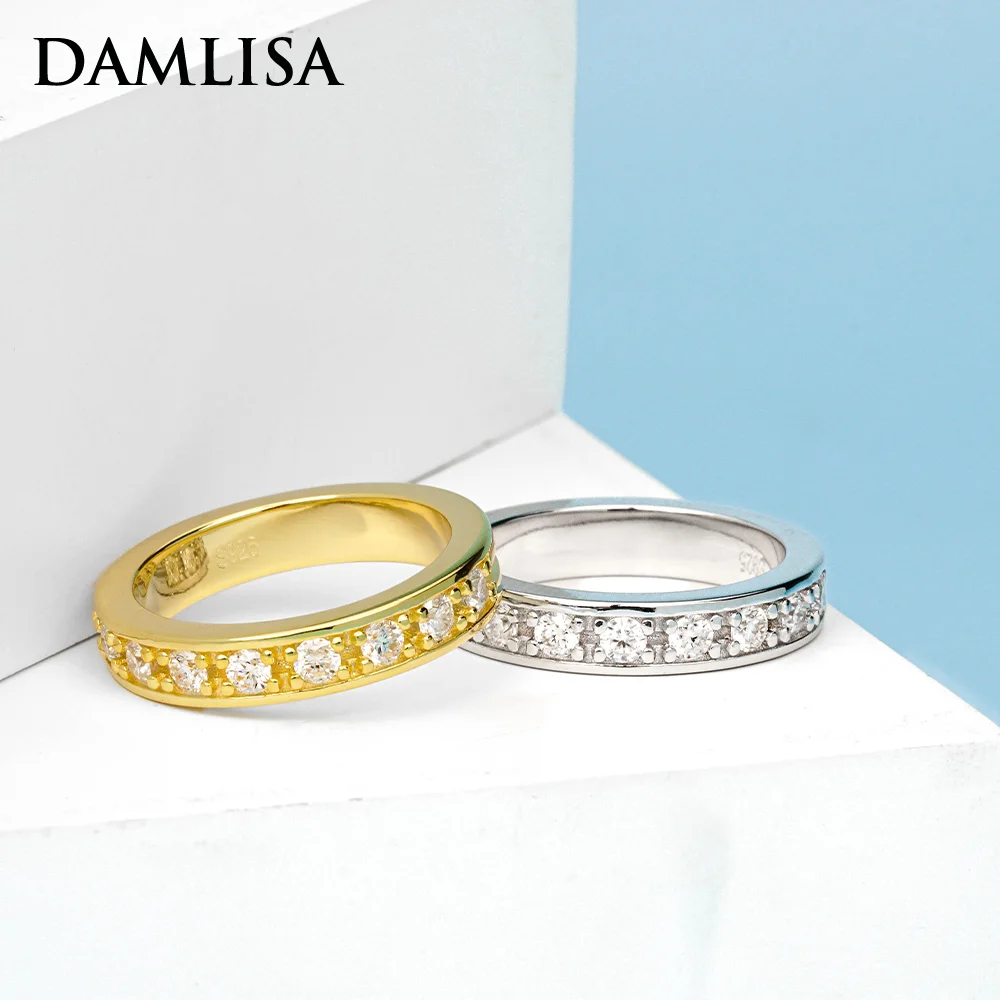 Damlisa D Color Vvs1 Moissanite Wedding Half Eternity Band Ring 925 Sterling Silver Band Anelli Di Fidanzamento Per Le Donne Gioielleria Raffinata