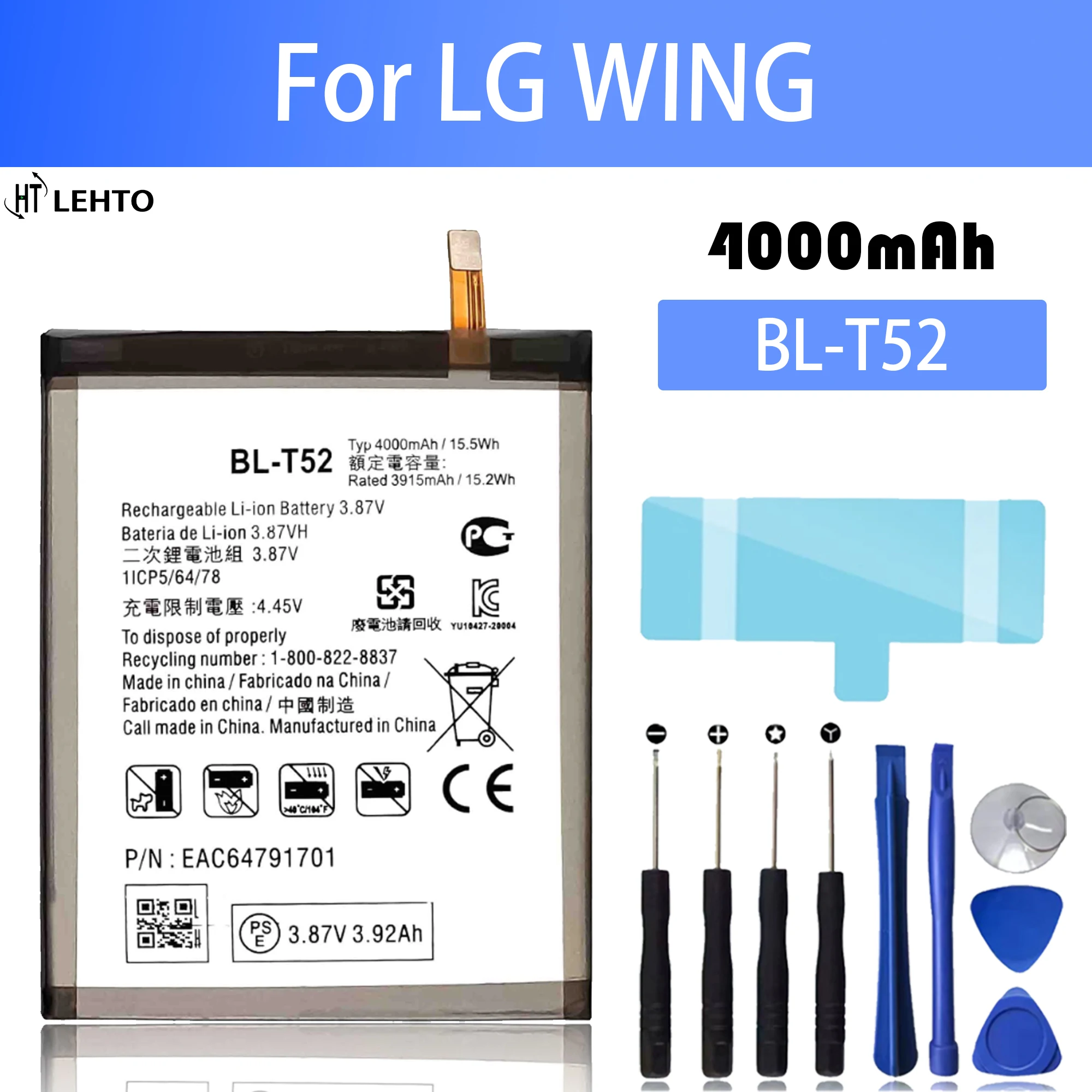 Capacità Originale Bl-T52 T52 Batteria Per Lg Wing 5G Lmf100N Lm-F100N Lm-F100V Lm-F100 Bl-T52 Batterie Per Telefoni Cellulari Bateria