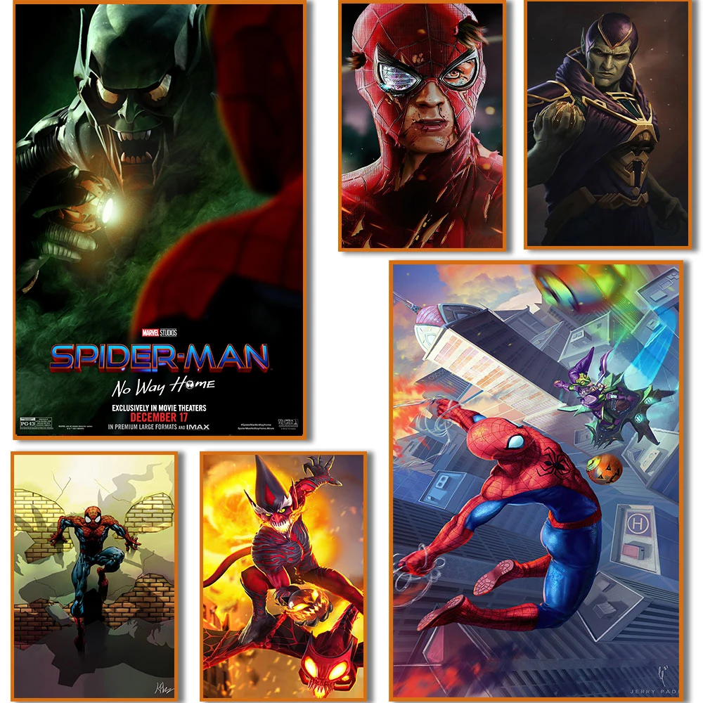 Marvel Spiderman Vs Green Goblin Poster Spiderman No Way Home Print Wall Art Canvas Paintings Home Decor Picture Regalo Di Capodanno