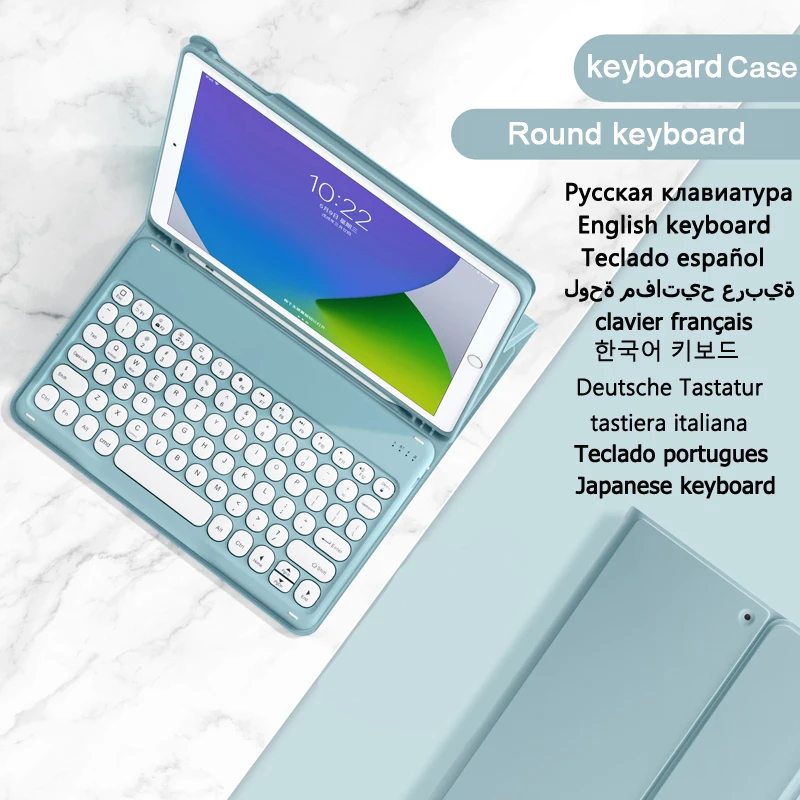 Magic Round Keys Tablet Cover For Apple Ipad Mini 6 Mini6 6Th 2021 Funda Bluetooth-Compatible Wireless Keyboard Case + Pen Slot