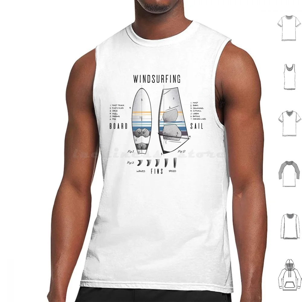 Windsurf Gear Board Sail Lexicon Legend Canotte Gilet Senza Maniche Tavola Da Surf Vela Windsurf Brevetto Disegno Surfista Sportivo