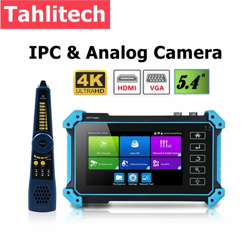 Tahlitech 4K Cctv Monitor Tester Ipc5200C Ip Camera Tester Analogico Cctv Videosorveglianza Tester Cctv Ip Poe Rj45 Tdr Test Del Cavo