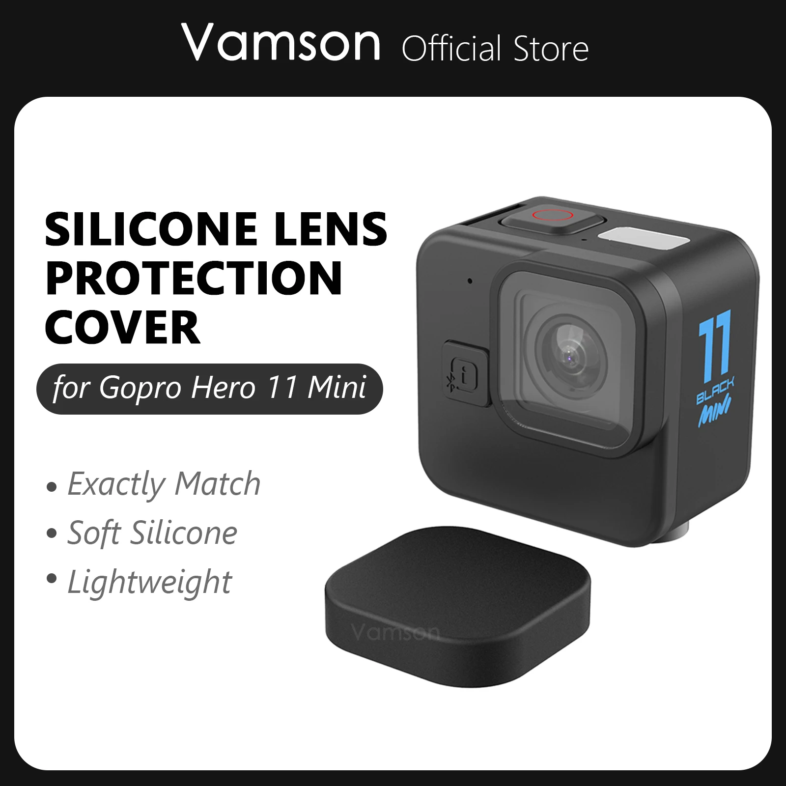 Vamson Protezione Copriobiettivo In Silicone Per Gopro Hero11 Mini Cappuccio Antipolvere Nero Antigoccia Per Gopro Hero 11 Mini Accessori