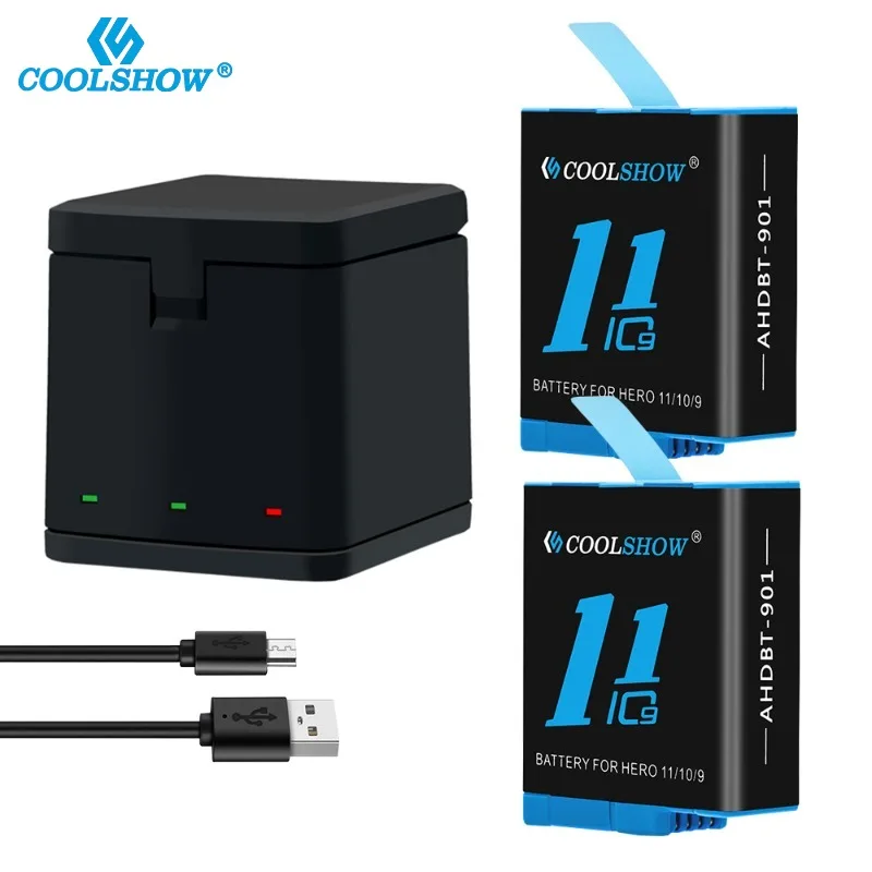 Batteria Da 1800Mah Per Gopro 12 Gopro 11 Gopro 10 Batterie Accessori Per Action Cam Per Gopro Hero 11 Caricabatteria Nero