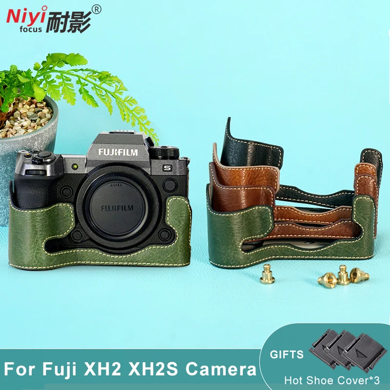 Nuova Custodia Per Fotocamera In Pelle Pu Mezza Copertura Per Fujifilm Xh2 Xh2S Custodia Inferiore Apribile Nero Marrone Caffè Verde Fuji Xh2 Xh2S