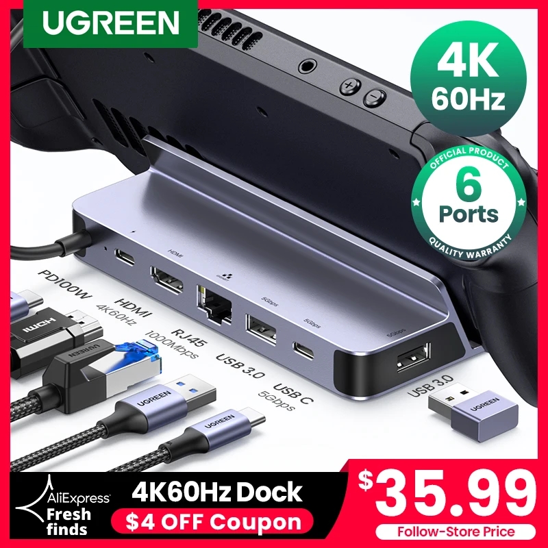 Docking Station Ugreen Usb C Tipo C A Hdmi 4 K60Hz Rj45 Pd100W Dock Per Steam Deck Nintend Switch Macbook Pro Air Pc Hub Usb 3.0