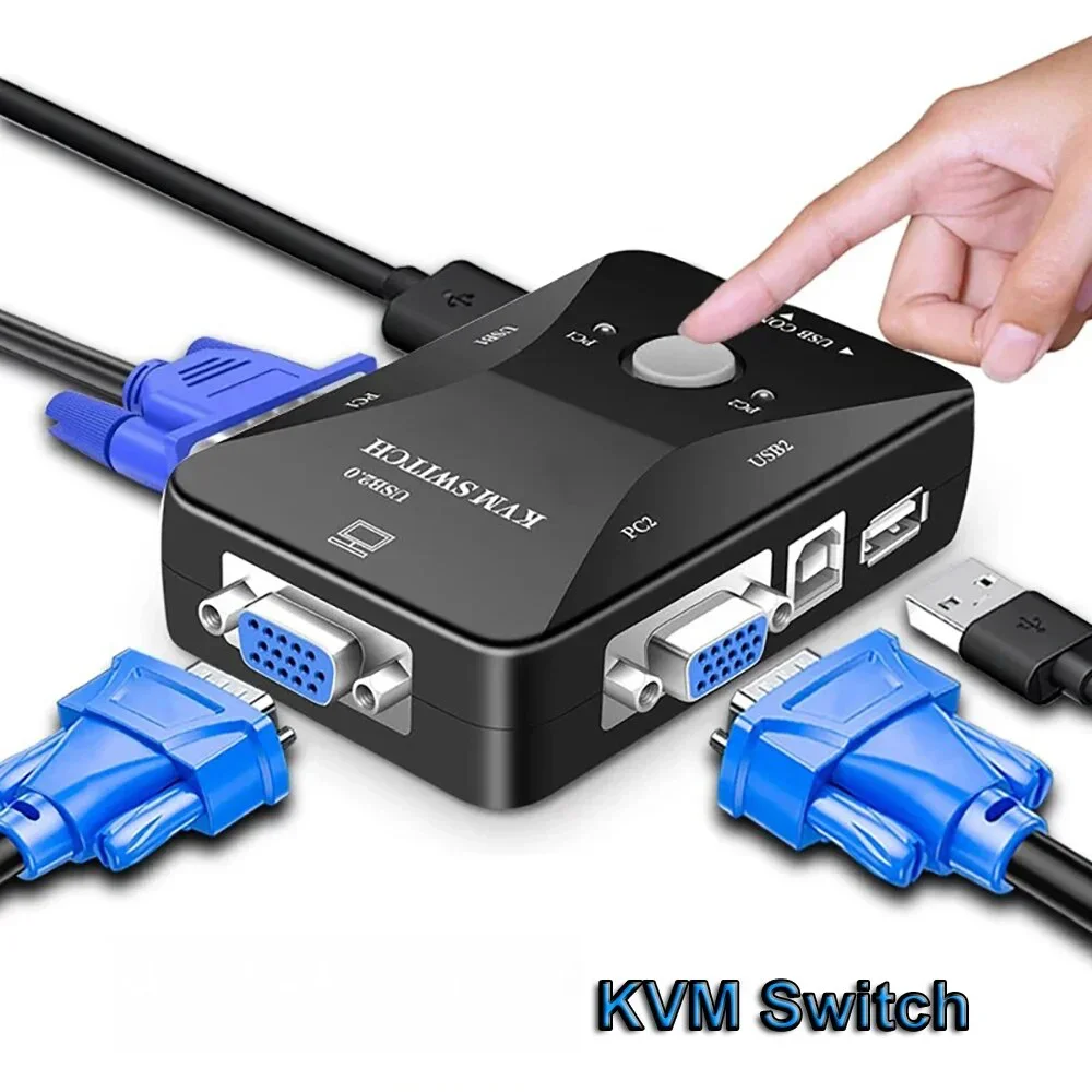 2 X1 Kvm Switch Adattatore Vga Usb 2.0 Switcher Cable Switch Controller Host Per Proiettore Di Computer Hdtv Monitor Stampante Switch Kvm