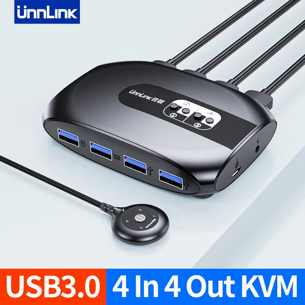 Scollega Usb 3.0 Kvm Switch 2 O 4 Computer Condividi 4 Dispositivi Usb Per Tastiera Mouse U Disk Printer