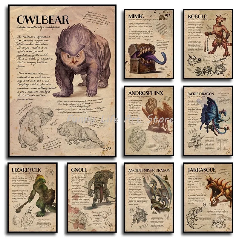 D & D Monster Manual Movie Game Dungeons & Dragons Poster E Stampe Stampa Su Tela Wall Art Picture For Gaming Room Decor Gift