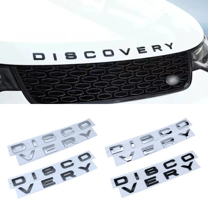3D Abs Logo Discovery Letters Car Front Hood Emblem Bonnet Badge Per Land Rover Discovery 2 3 4 5 L462 Sport Sticker Accessori