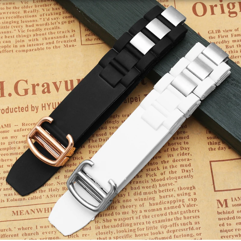 Cinturino In Silicone Di Alta Qualità Con Convesso 20*10Mm Per Cinturino Sportivo Impermeabile Cartier 21 Chronoscaph W10198U2 W10197U2 Belt