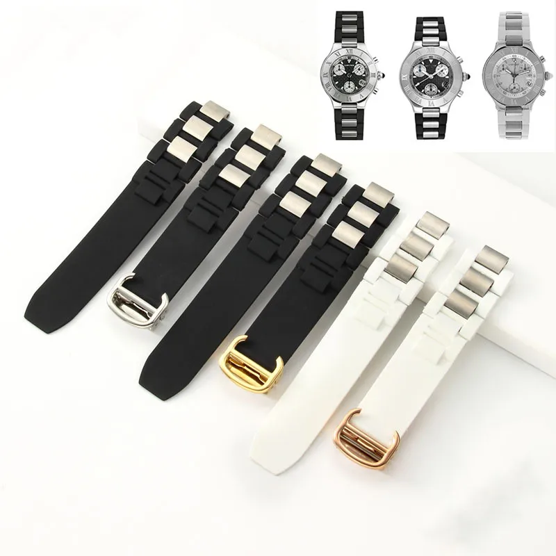 Per Cartier 21St Century Series Chronoscaph W10198U2/W10125U2/Cinturino Per Orologio In Gomma Impermeabile Muslimex 20*10Mm Bracciale Universale