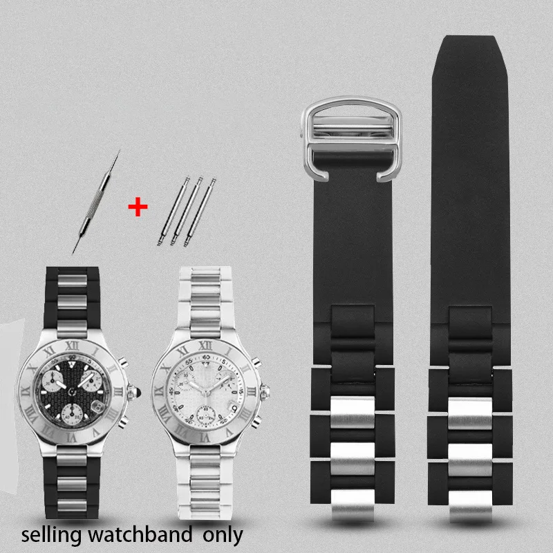 Cinturino Per Orologio In Silicone Da 20Mm X10Mm Per Cinturino Per Orologio In Gomma Cartier Chronoscaph W10198U2 W10125U2 W10197U2